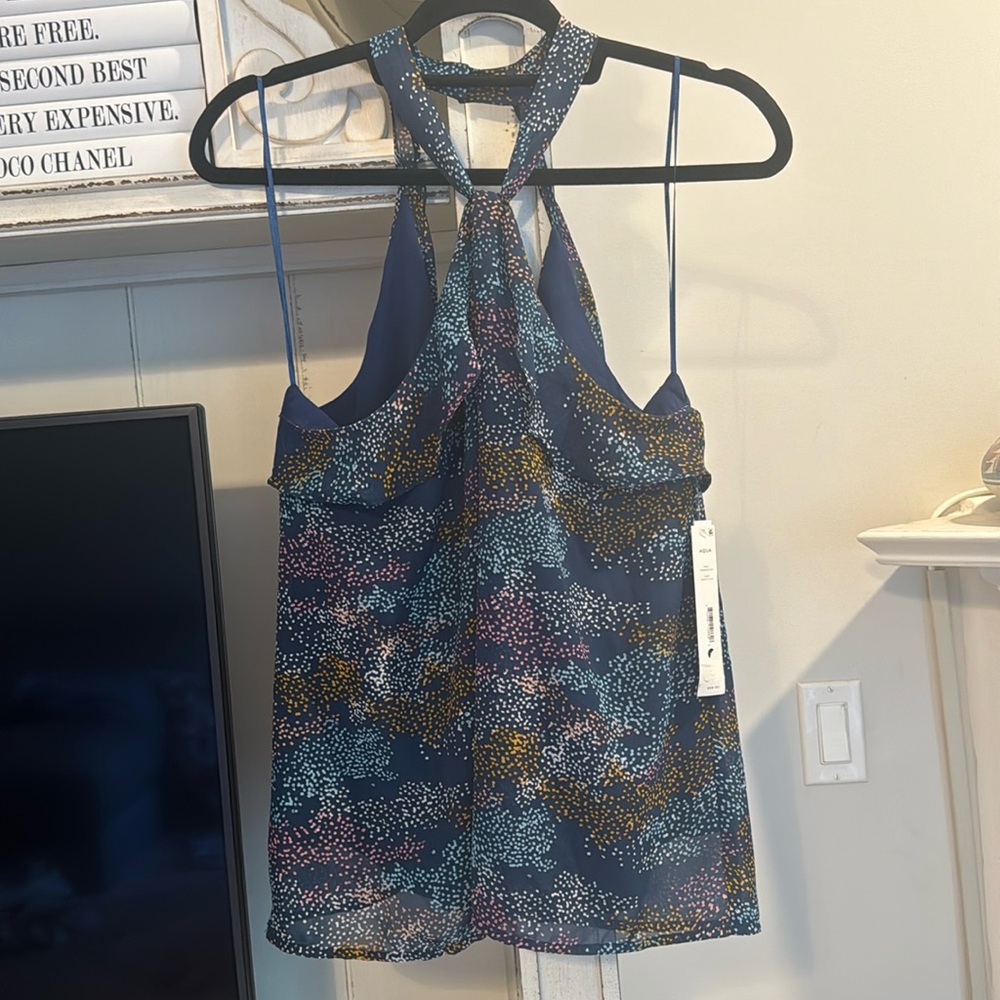 Aqua Confetti Chiffon Top